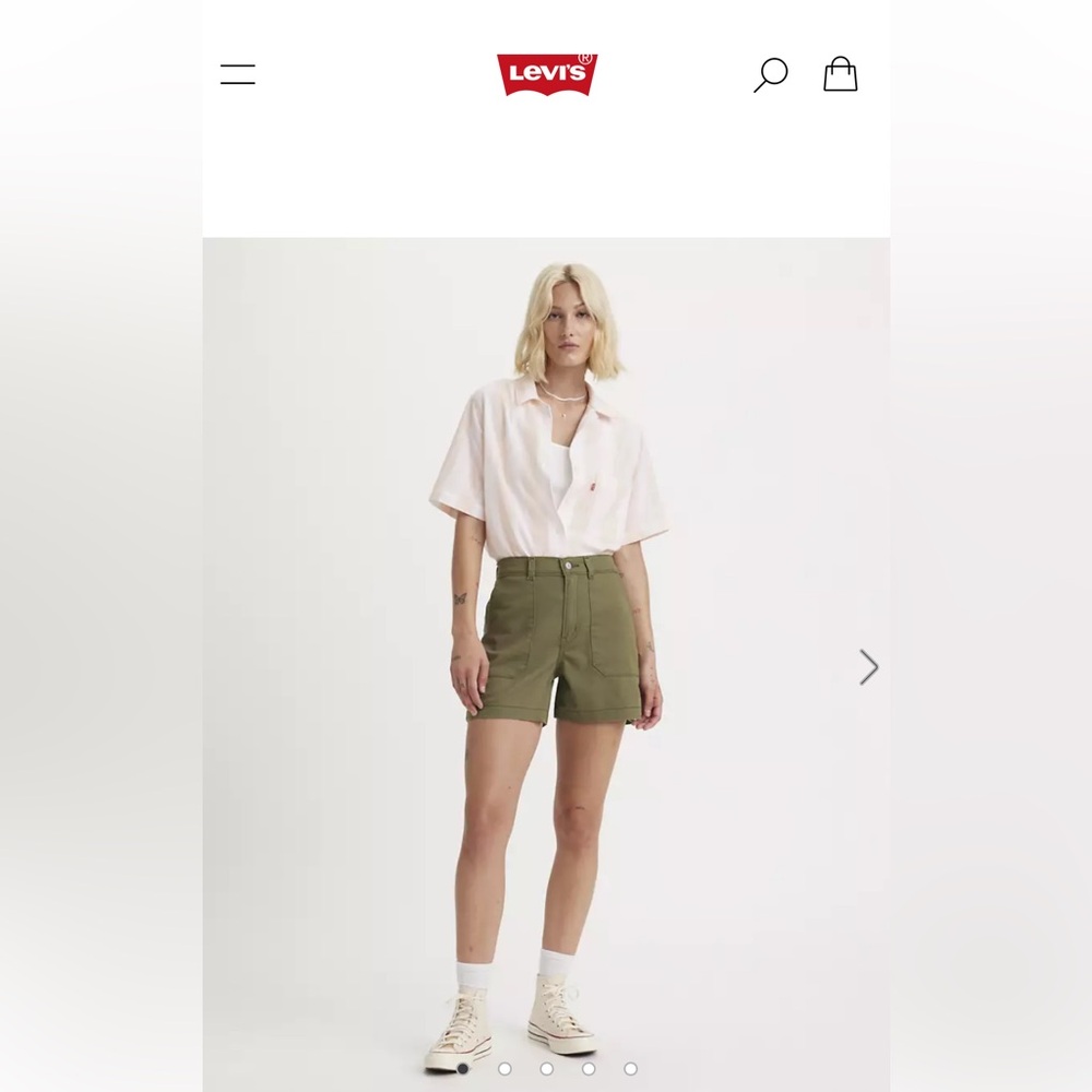 Levi's Olive Green High-Waist Utility Shorts